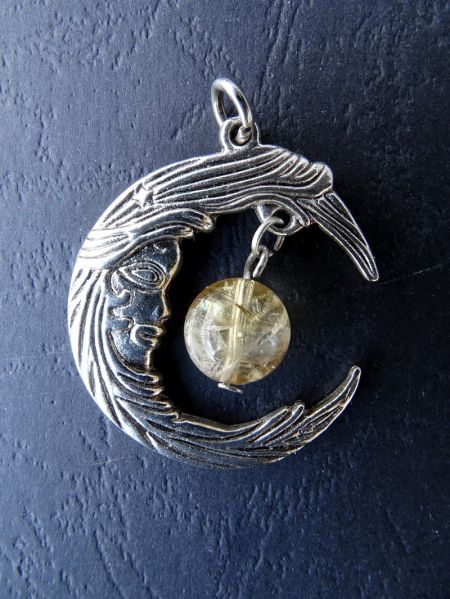 Citrine and Moon Face, Pendant